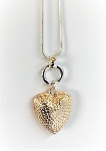 Striking 24" Rose Gold Necklace with Gold Plated Heart